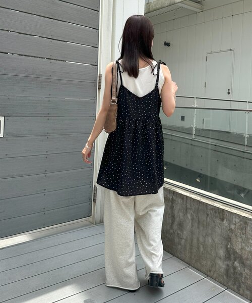 セール】【umm.】肩リボンドット柄キャミチュニック（シャツ