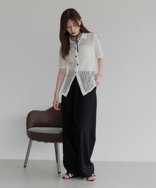 raffime(ラフィミー)の「【Raffime】クロシェレース半袖ポロシャツ(ポロシャツ・レディース・オフホワイト・フリー)」の5枚目の写真