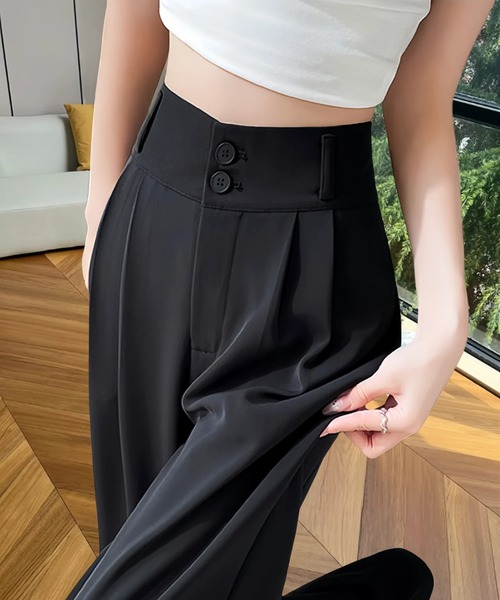 あんこ☆未使用美品☆SHIPS wowen ハイウエストストレッチパンツ ボタン付きハイウエストストレッチパンツ 女性 レディース[品番