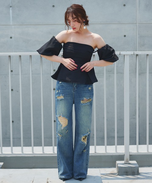 Narcissus(ナルシス)の「ダメージデニムパンツ/ヴィンテージ風フレアデニム《動画あり》(デニムパンツ・レディース・その他・FREE)」の12枚目の写真