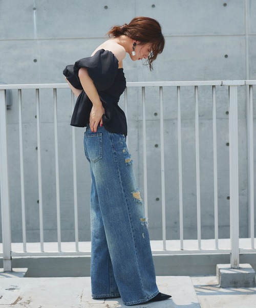 Narcissus(ナルシス)の「ダメージデニムパンツ/ヴィンテージ風フレアデニム《動画あり》(デニムパンツ・レディース・その他・FREE)」の13枚目の写真