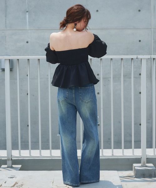 Narcissus(ナルシス)の「ダメージデニムパンツ/ヴィンテージ風フレアデニム《動画あり》(デニムパンツ・レディース・その他・FREE)」の14枚目の写真