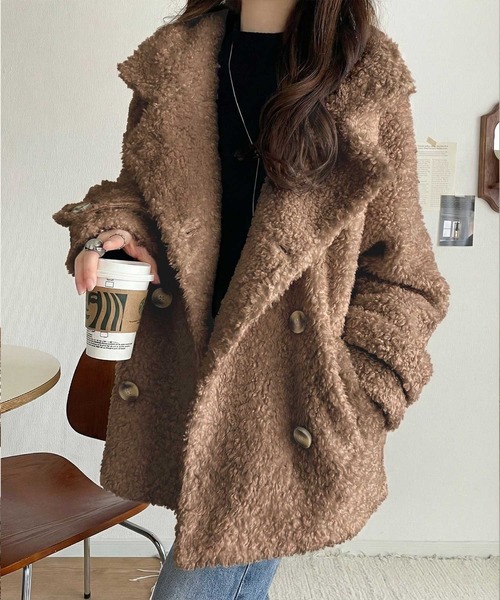 セール】ふんわり包まれる贅沢な季節感。スタンドカラープードルボア