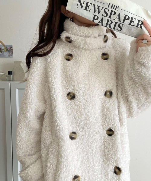 セール】ふんわり包まれる贅沢な季節感。スタンドカラープードルボア