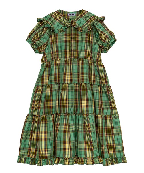 PUNYUS(プニュズ)の「パフスリーブティアードチェックワンピース(ワンピース・レディース・イエロー/グリーン/ピンク・1/2/3/4)」の13枚目の写真