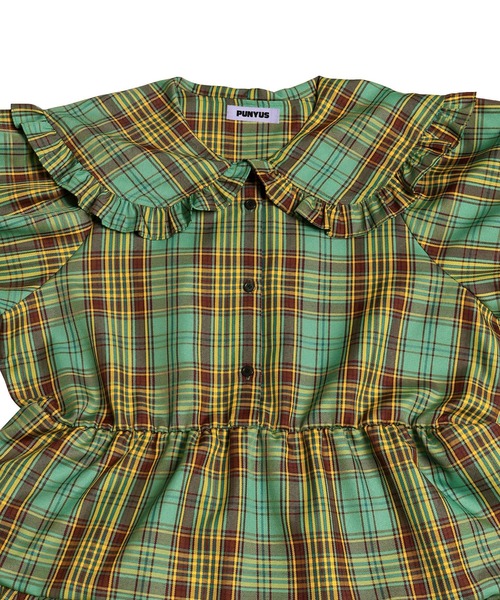 PUNYUS(プニュズ)の「パフスリーブティアードチェックワンピース(ワンピース・レディース・イエロー/グリーン/ピンク・1/2/3/4)」の18枚目の写真