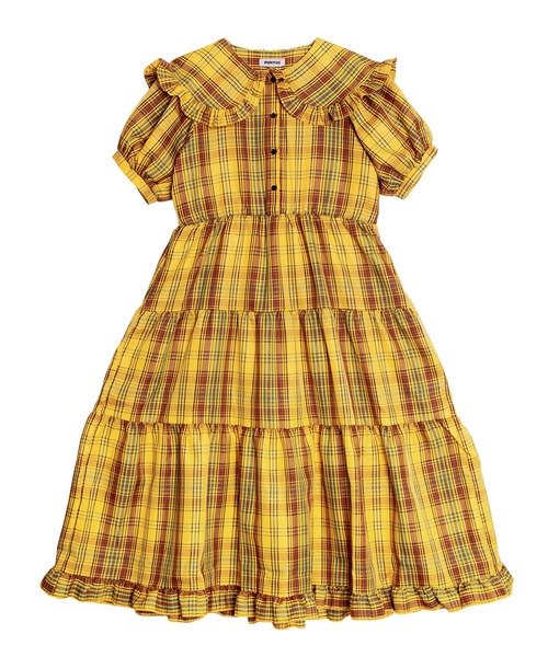 セール】パフスリーブティアードチェックワンピース（ワンピース