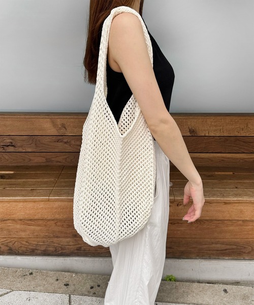 LE MORE（リモア）の「メッシュトートバッグ（トートバッグ・レディース・アイボリー/レッド・FREE）」の4枚目の写真