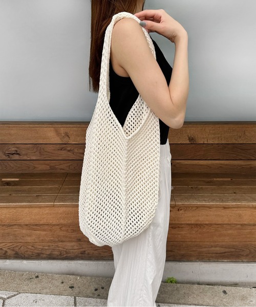 LE MORE（リモア）の「メッシュトートバッグ（トートバッグ・レディース・アイボリー/レッド・FREE）」の5枚目の写真