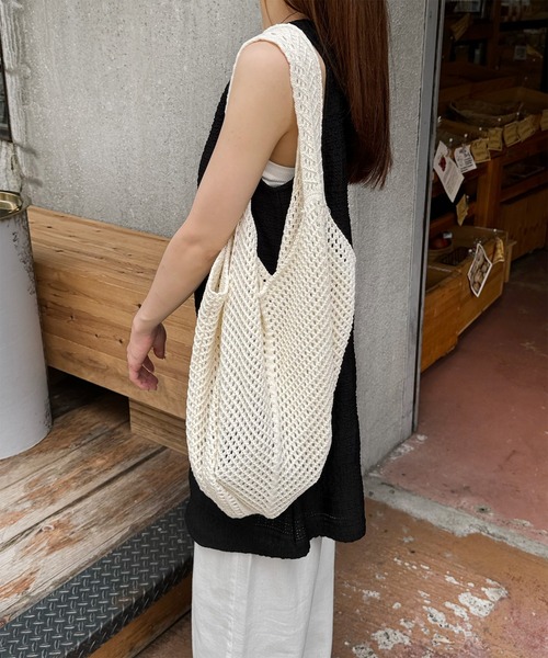 LE MORE（リモア）の「メッシュトートバッグ（トートバッグ・レディース・アイボリー/レッド・FREE）」の9枚目の写真