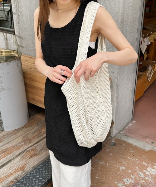 LE MORE（リモア）の「メッシュトートバッグ（トートバッグ・レディース・アイボリー/レッド・FREE）」の10枚目の写真