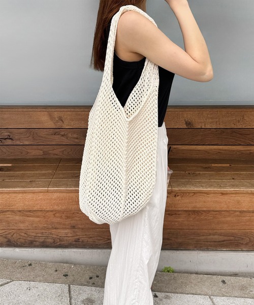 LE MORE（リモア）の「メッシュトートバッグ（トートバッグ・レディース・アイボリー/レッド・FREE）」の13枚目の写真