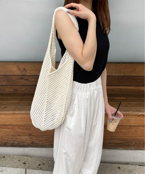 LE MORE（リモア）の「メッシュトートバッグ（トートバッグ・レディース・アイボリー/レッド・FREE）」の14枚目の写真