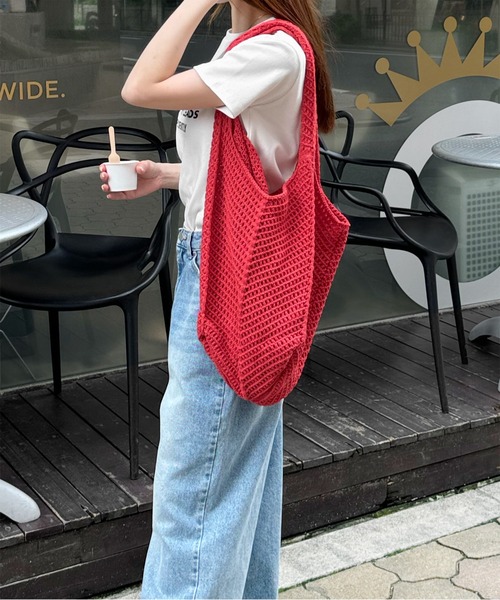 LE MORE（リモア）の「メッシュトートバッグ（トートバッグ・レディース・アイボリー/レッド・FREE）」の21枚目の写真