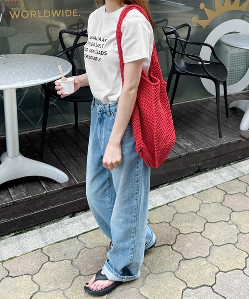 LE MORE（リモア）の「メッシュトートバッグ（トートバッグ・レディース・アイボリー/レッド・FREE）」の22枚目の写真