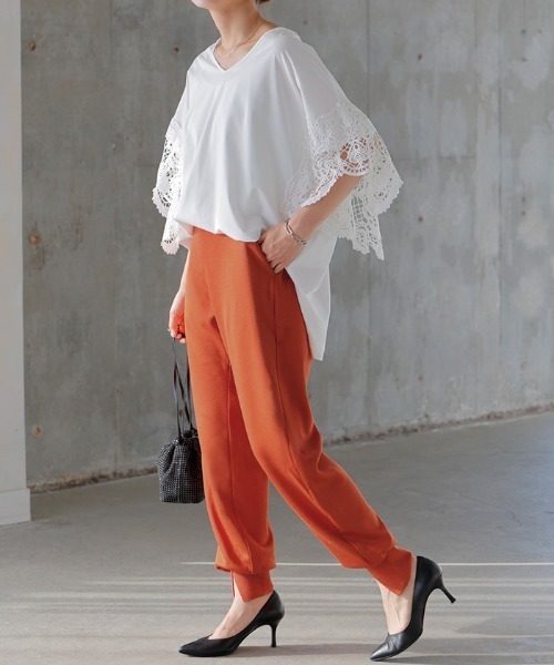 HUG.U（ハグユー）の「美脚ジョガーパンツ（スウェットパンツ・レディース・オレンジ/ライトグレー/ブラック/カーキ・FREE）」の7枚目の写真