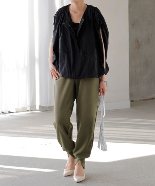 HUG.U（ハグユー）の「美脚ジョガーパンツ（スウェットパンツ・レディース・オレンジ/ライトグレー/ブラック/カーキ・FREE）」の9枚目の写真