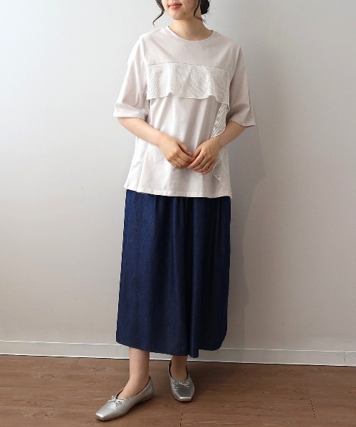 MB mint breeze(エムビーミントブリーズ)の「【L~5L 大きいサイズ】メッシュフリルプルオーバーカットソー Tシャツ 半袖 春夏(Tシャツ/カットソー・レディース・ライトグレー/チャコールグレー/カーキ・LL/3L/4L/5L/L)」の17枚目の写真