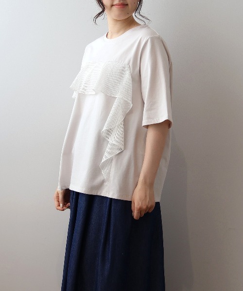 MB mint breeze(エムビーミントブリーズ)の「【L~5L 大きいサイズ】メッシュフリルプルオーバーカットソー Tシャツ 半袖 春夏(Tシャツ/カットソー・レディース・ライトグレー/チャコールグレー/カーキ・LL/3L/4L/5L/L)」の19枚目の写真