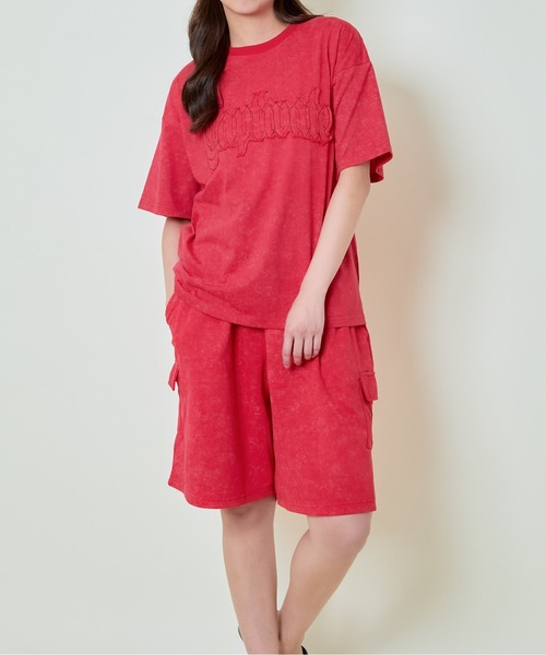 GORGE(ゴージ)の「《Tシャツ+ショートパンツ》レディース セットアップ 半袖 上下セット(つなぎ/オールインワン・レディース・チャコール/カモフラージュ/レッド・F)」の4枚目の写真