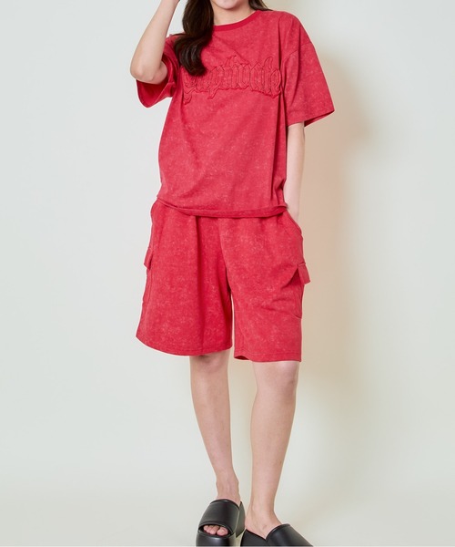 GORGE(ゴージ)の「《Tシャツ+ショートパンツ》レディース セットアップ 半袖 上下セット(つなぎ/オールインワン・レディース・チャコール/カモフラージュ/レッド・F)」の5枚目の写真