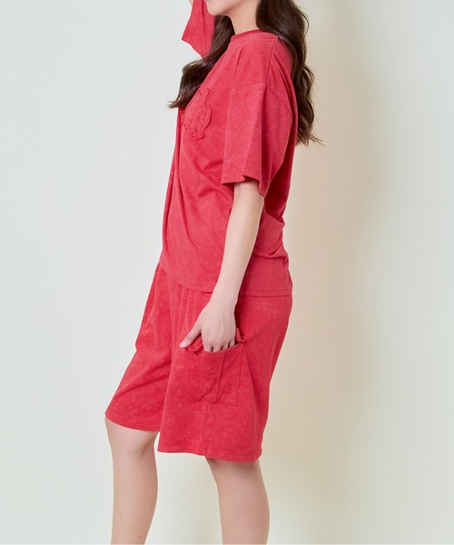 GORGE(ゴージ)の「《Tシャツ+ショートパンツ》レディース セットアップ 半袖 上下セット(つなぎ/オールインワン・レディース・チャコール/カモフラージュ/レッド・F)」の6枚目の写真