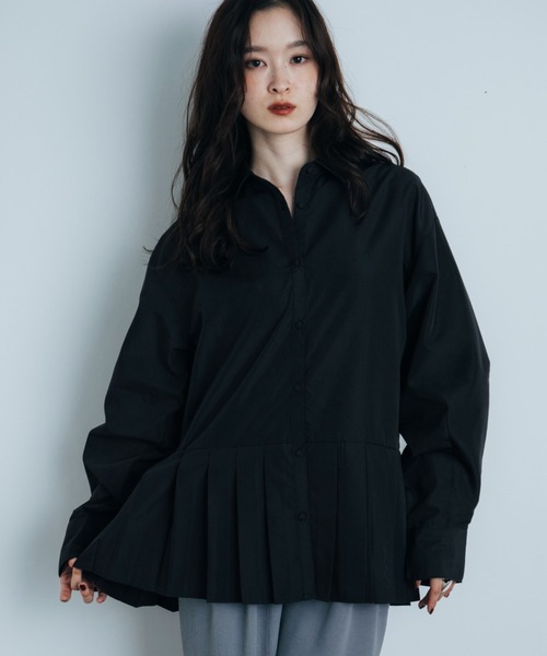 Shelly island（シェリーアイランド）の「コクーンスリーブプリーツヘムシャツ（シャツ/ブラウス・レディース・ホワイト/ブラック/ブルー・FREE）」の13枚目の写真