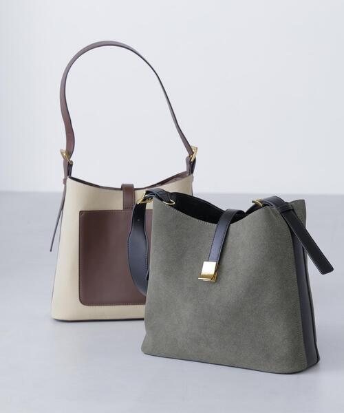 NATURAL BEAUTY BASIC(ナチュラルビューティーベーシック)の「◇【Oggi掲載】スウェードコンビワンショルダーバッグ(ショルダーバッグ・レディース・グリーン系その他6/ベージュ系その他・フリ-)」の1枚目の写真