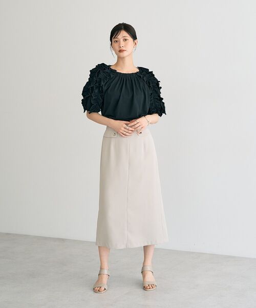 YECCA VECCA（イェッカヴェッカ）の「UVカットフリルスリーブカットソー（Tシャツ/カットソー・レディース・ブラック/カーキ・FREE）」の11枚目の写真