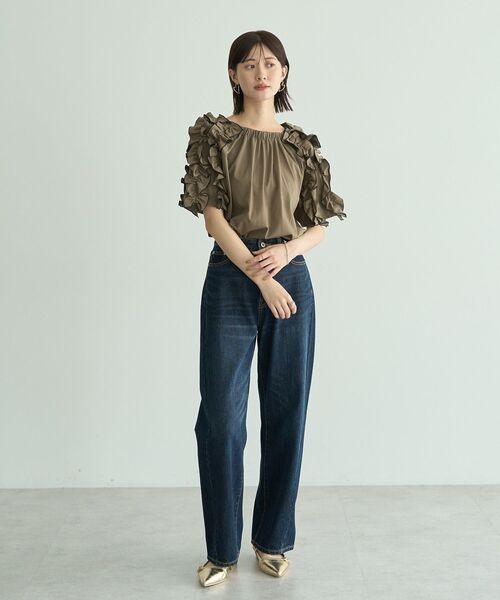 YECCA VECCA（イェッカヴェッカ）の「UVカットフリルスリーブカットソー（Tシャツ/カットソー・レディース・ブラック/カーキ・FREE）」の20枚目の写真