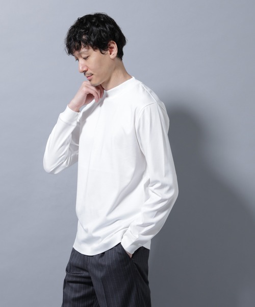 NANO universe（ナノユニバース）の「アンチスメルモックネックTシャツ 長袖（Tシャツ/カットソー・メンズ・ホワイト/チャコール/ブラック/レンガ・S/XL/L/M）」の6枚目の写真