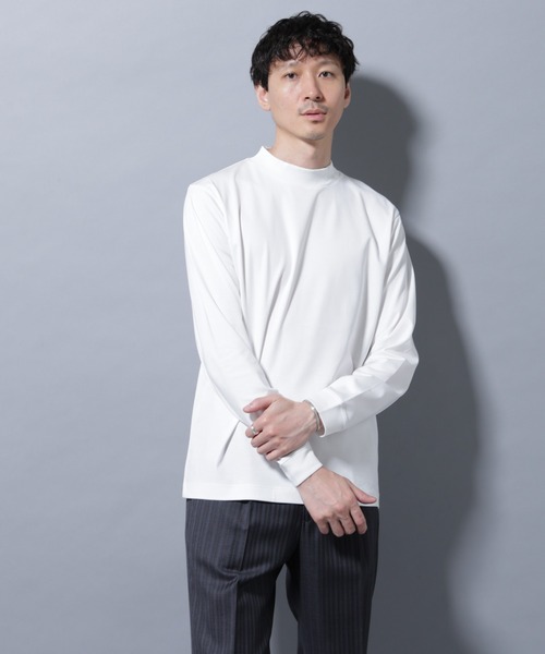 NANO universe（ナノユニバース）の「アンチスメルモックネックTシャツ 長袖（Tシャツ/カットソー・メンズ・ホワイト/チャコール/ブラック/レンガ・S/XL/L/M）」の5枚目の写真