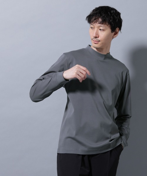 NANO universe（ナノユニバース）の「アンチスメルモックネックTシャツ 長袖（Tシャツ/カットソー・メンズ・ホワイト/チャコール/ブラック/レンガ・S/XL/L/M）」の12枚目の写真