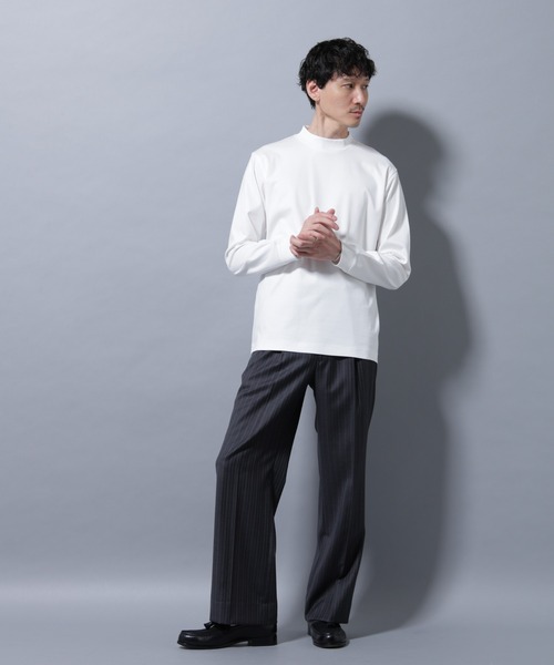 NANO universe（ナノユニバース）の「アンチスメルモックネックTシャツ 長袖（Tシャツ/カットソー・メンズ・ホワイト/チャコール/ブラック/レンガ・S/XL/L/M）」の9枚目の写真