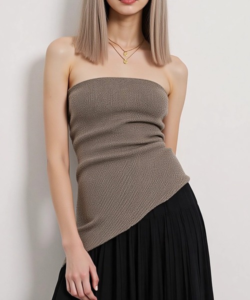 .KOM(ドットコム)の「A'GEM/9 × .kom 『.KOMZ/ドットケーオーエムゼット』 【アシメ裾×ドロストデザイン リブキャミソールトップス】(Tシャツ/カットソー・レディース・ブルー/ブラック/グリーン・FREE)」の10枚目の写真