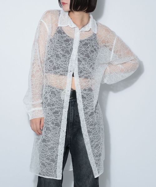 PAGEBOY（ページボーイ）の「ソウレースシャツワンピース（シャツワンピース・レディース・オフホワイト/ブラック・FREE）」の2枚目の写真