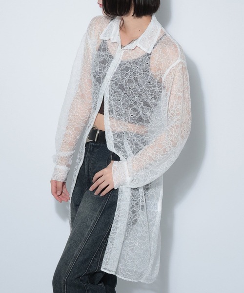 PAGEBOY（ページボーイ）の「ソウレースシャツワンピース（シャツワンピース・レディース・オフホワイト/ブラック・FREE）」の3枚目の写真