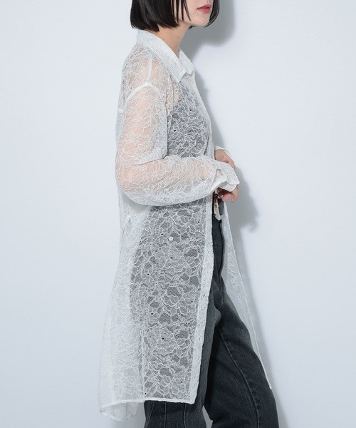 PAGEBOY（ページボーイ）の「ソウレースシャツワンピース（シャツワンピース・レディース・オフホワイト/ブラック・FREE）」の4枚目の写真