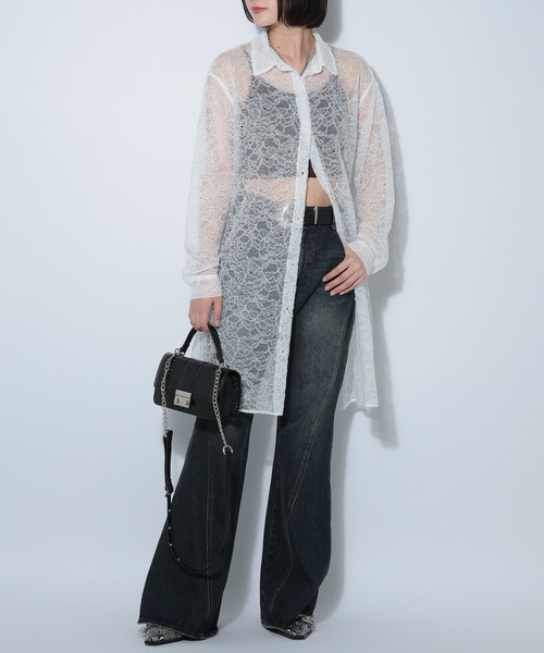 PAGEBOY（ページボーイ）の「ソウレースシャツワンピース（シャツワンピース・レディース・オフホワイト/ブラック・FREE）」の6枚目の写真