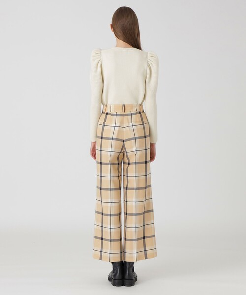 BLUE LABEL CRESTBRIDGE（ブルーレーベルクレストブリッジ）の「【店舗限定】クレストブリッジチェックサキソニードビーオーバーペンワイドパンツ（その他パンツ・レディース・ベージュ系その他7/グレー系その他・36/38）」の7枚目の写真