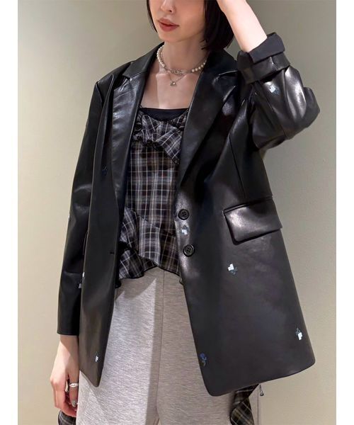 FURFUR(ファーファー)の「ローズ刺繍テーラードジャケット(テーラードジャケット・レディース・ブラウン/ブラック/チェック・F)」の19枚目の写真