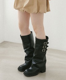 Heather レザー ロングブーツ　ブラック　M Heather(ヘザー) / ロングブーツ/L/BLK/インヒールストレッチ