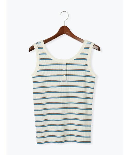 Te chichi TERRASSE（テチチテラス）の「前後2WAYヘンリーネックタンクトップ（タンクトップ・レディース・ブラック/オフホワイト/ブルー・F）」の15枚目の写真