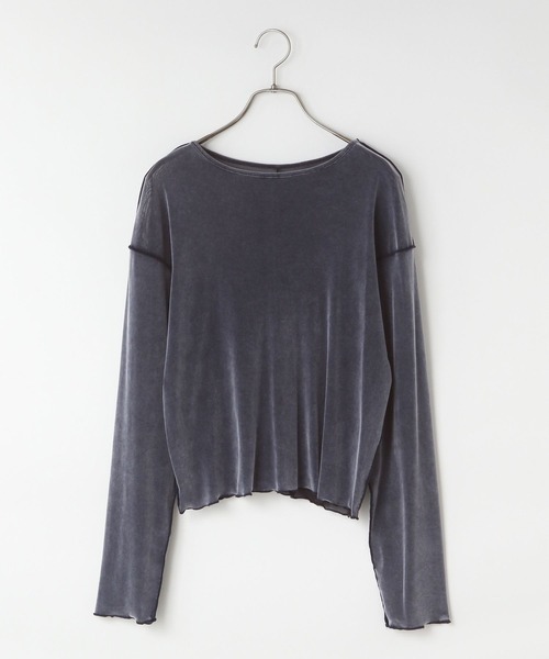 LOWRYS FARM（ローリーズファーム）の「ベロア２ＷＡＹプルオーバーＬＳ  577775（Tシャツ/カットソー・レディース・ネイビー/ブラウン/オフホワイト/ブラック・FREE）」の4枚目の写真