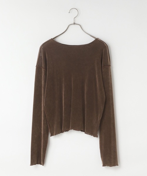 LOWRYS FARM（ローリーズファーム）の「ベロア２ＷＡＹプルオーバーＬＳ  577775（Tシャツ/カットソー・レディース・ネイビー/ブラウン/オフホワイト/ブラック・FREE）」の3枚目の写真