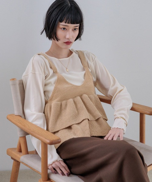 LOWRYS FARM（ローリーズファーム）の「ベロア２ＷＡＹプルオーバーＬＳ  577775（Tシャツ/カットソー・レディース・ネイビー/ブラウン/オフホワイト/ブラック・FREE）」の5枚目の写真