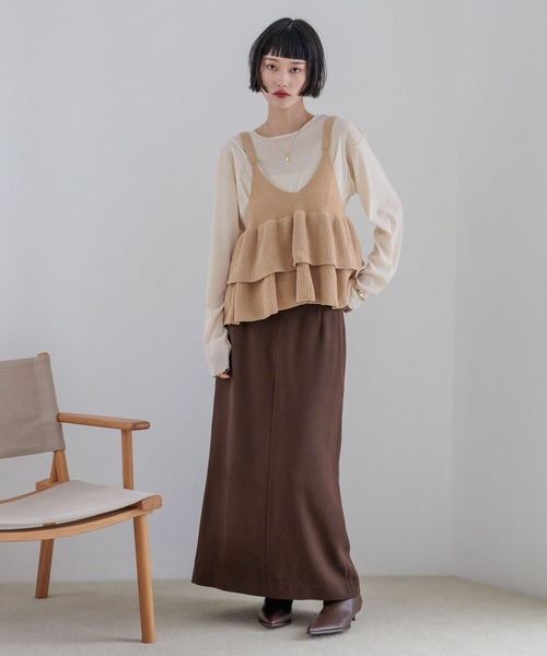 LOWRYS FARM（ローリーズファーム）の「ベロア２ＷＡＹプルオーバーＬＳ  577775（Tシャツ/カットソー・レディース・ネイビー/ブラウン/オフホワイト/ブラック・FREE）」の6枚目の写真