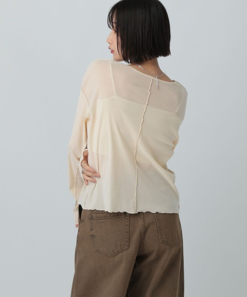 LOWRYS FARM（ローリーズファーム）の「ベロア２ＷＡＹプルオーバーＬＳ  577775（Tシャツ/カットソー・レディース・ネイビー/ブラウン/オフホワイト/ブラック・FREE）」の19枚目の写真