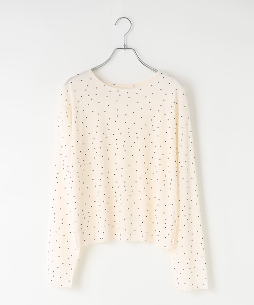 LOWRYS FARM(ローリーズファーム)の「ベロア2WAYプルオーバーLS 577775(Tシャツ/カットソー・レディース・ネイビー/ブラウン/オフホワイト/ブラック/ドット・FREE)」の12枚目の写真