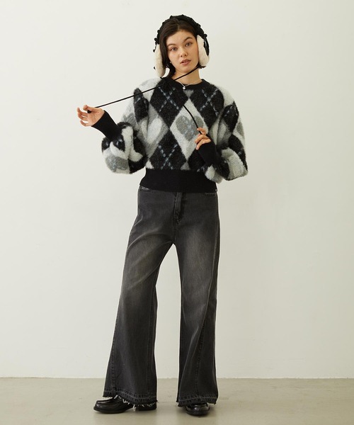 MILKFED.(ミルクフェド)の「HEART ARGYLE KNIT TOP(ニット/セーター・レディース・オフホワイト/ブラック/ブラウン・ONE SIZE)」の4枚目の写真
